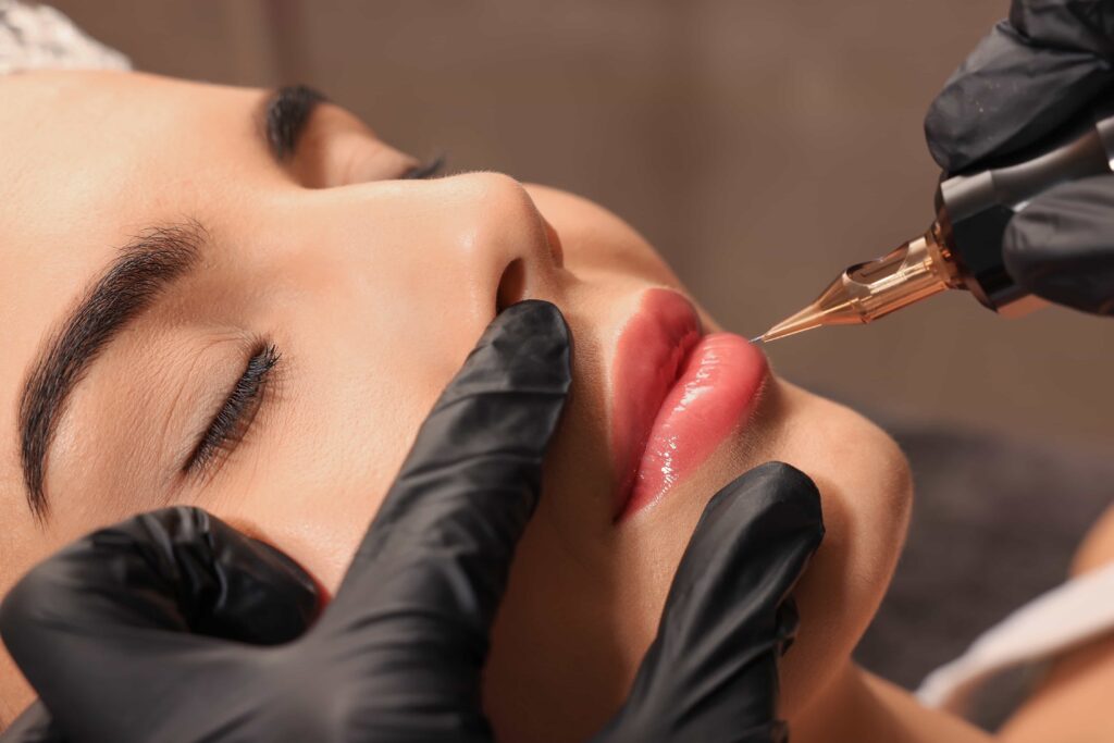 Lip blushing treatment